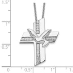 Sterling Silver CZ Confirmation Necklace with Polished Rhodium Finish