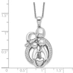 Sentimental Expressions Sterling Silver Rhodium-plated CZ Family of 4 Gathering 18in. Necklace