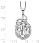 Sentimental Expressions Sterling Silver Rhodium-plated CZ Family of 5 Gathering 18in. Necklace