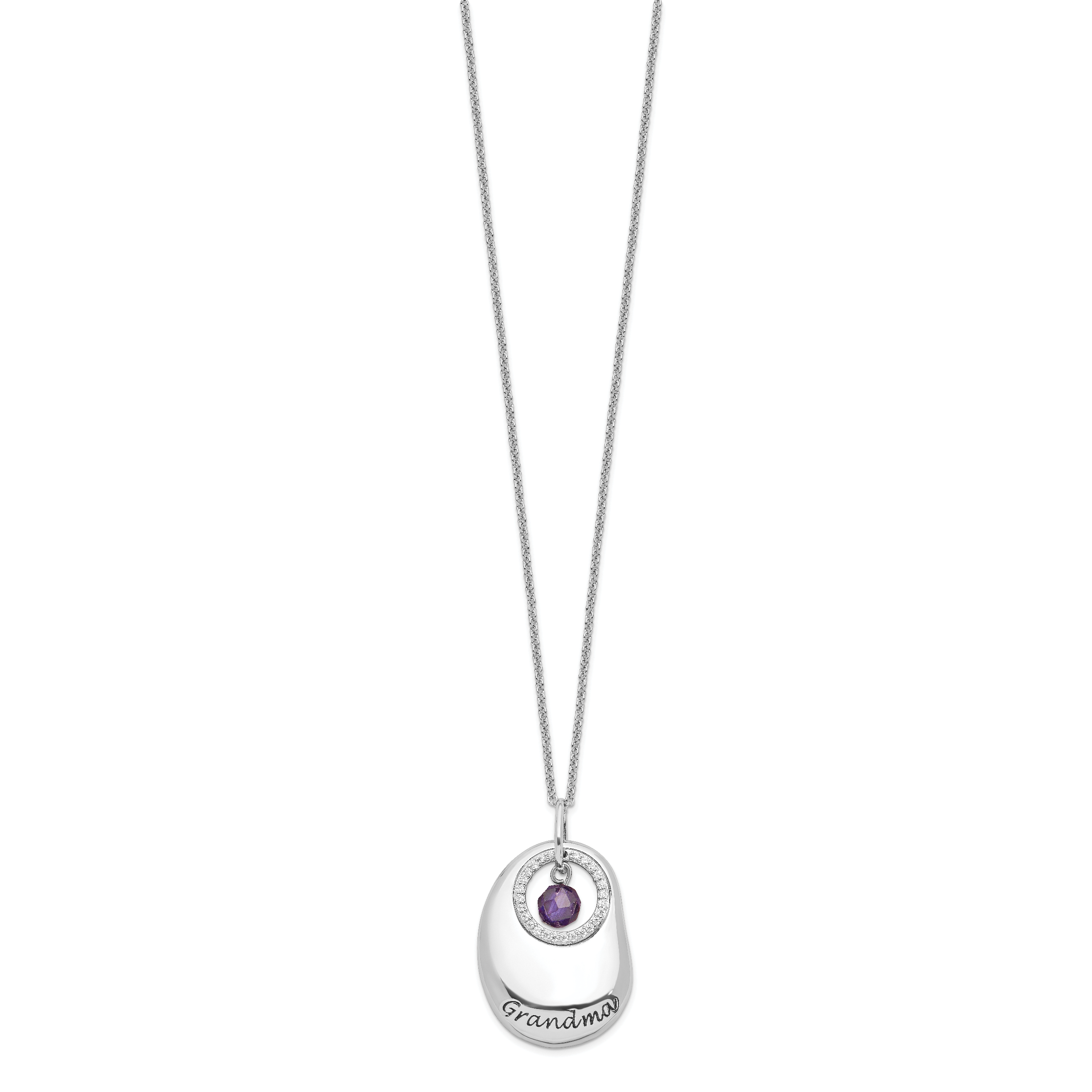 Sentimental Expressions Sterling Silver Rhodium-plated Antiqued CZ For You Grandma 18in. Necklace Secondary image