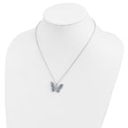 Sentimental Expressions Sterling Silver Rhodium-plated Crystal Never Give Up Butterfly 18in Necklace