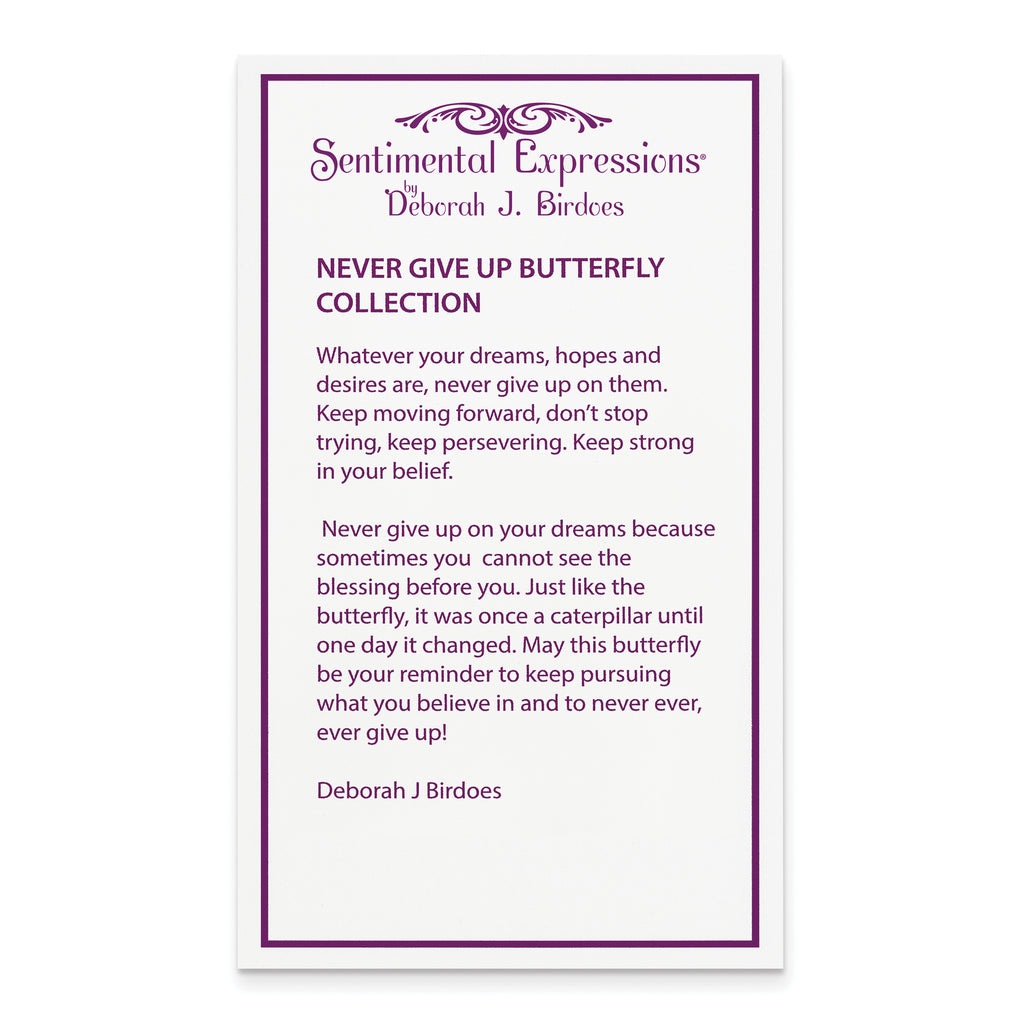 Sentimental Expressions Sterling Silver Rhodium-plated Crystal Never Give Up Butterfly 18in Necklace