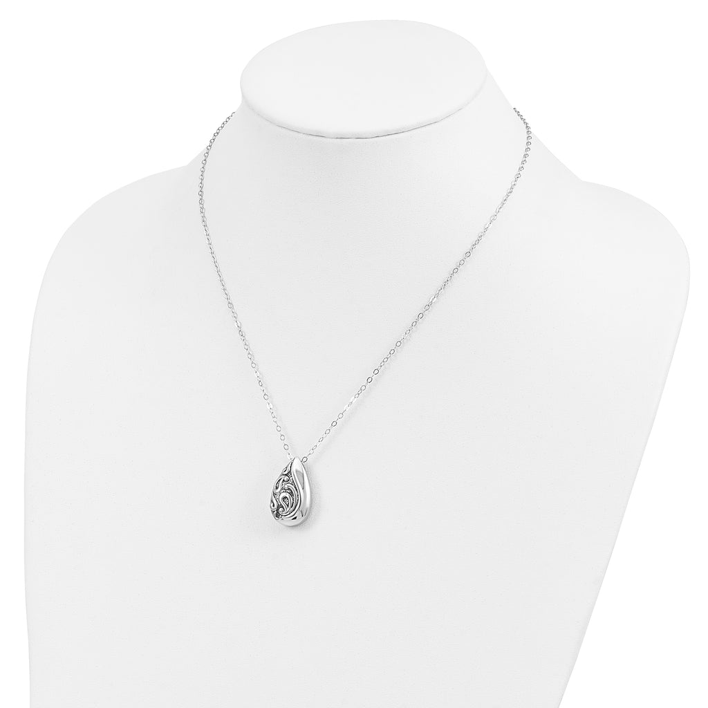Sentimental Expressions Sterling Silver Rhodium-plated Antiqued Teardrop Ash Holder 18in. Necklace