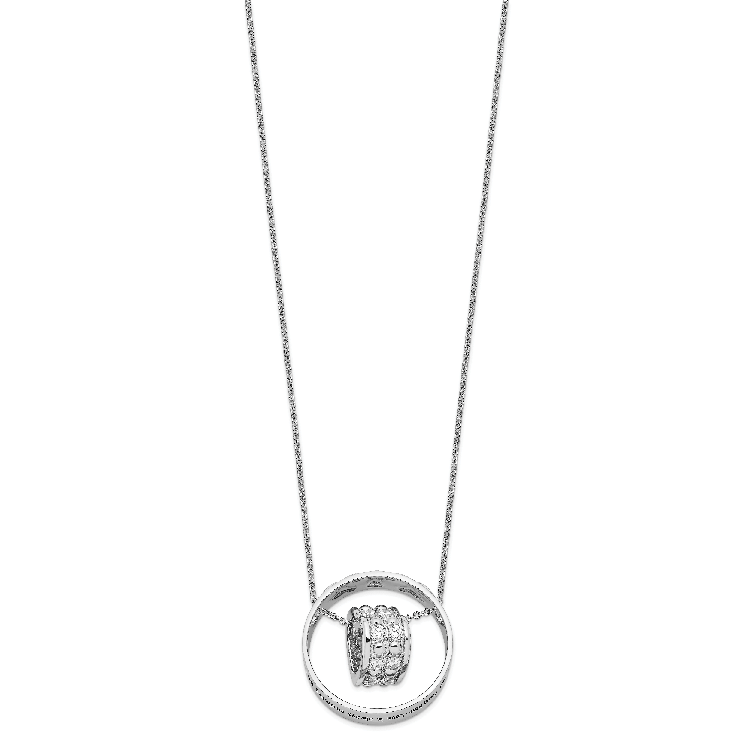 Sentimental Expressions Sterling Silver Rhodium-plated CZ Antiqued Mother and Daughter 18 Inch Necklace Secondary image