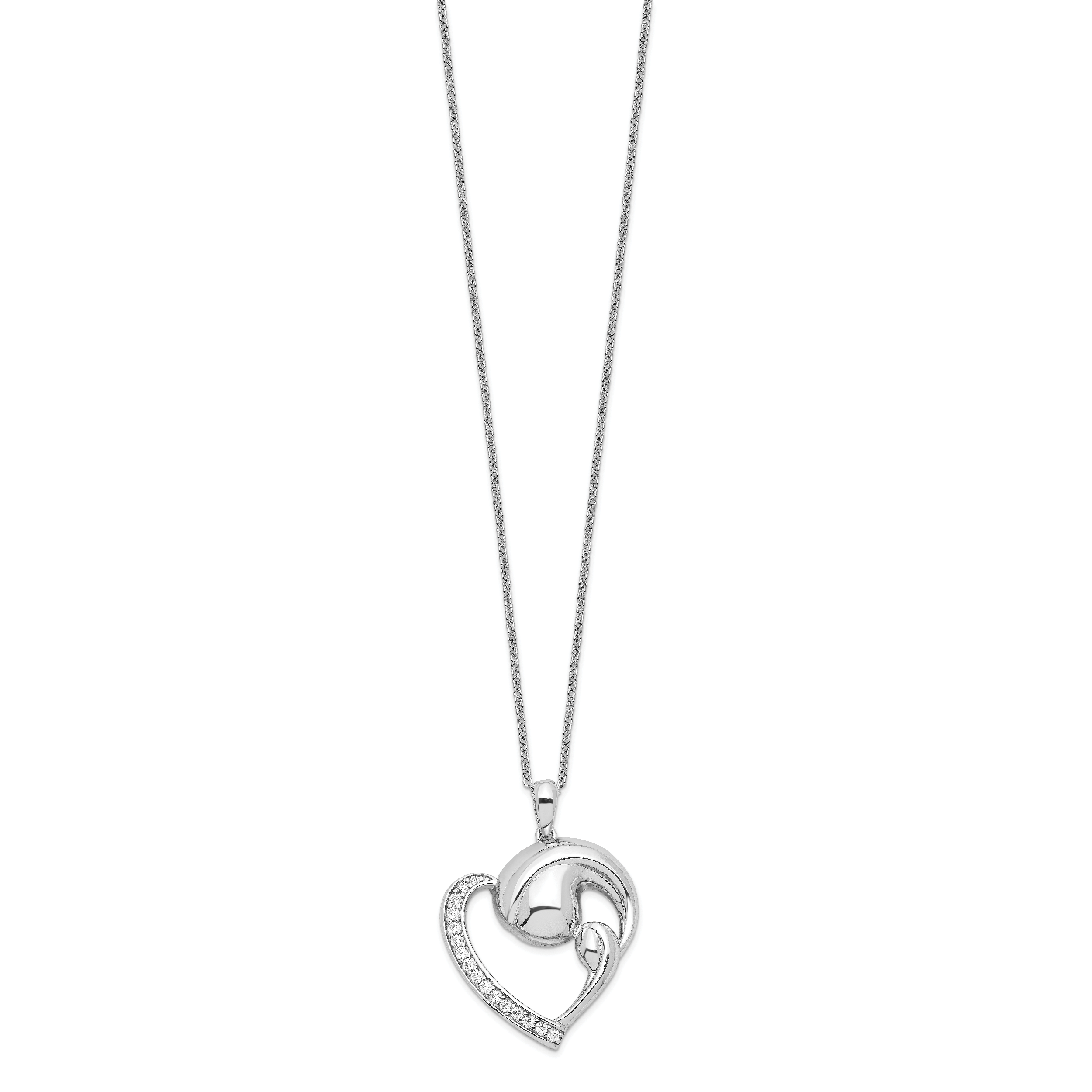 Sentimental Expressions Sterling Silver Rhodium-plated CZ Motherhood 18in. Necklace Secondary image