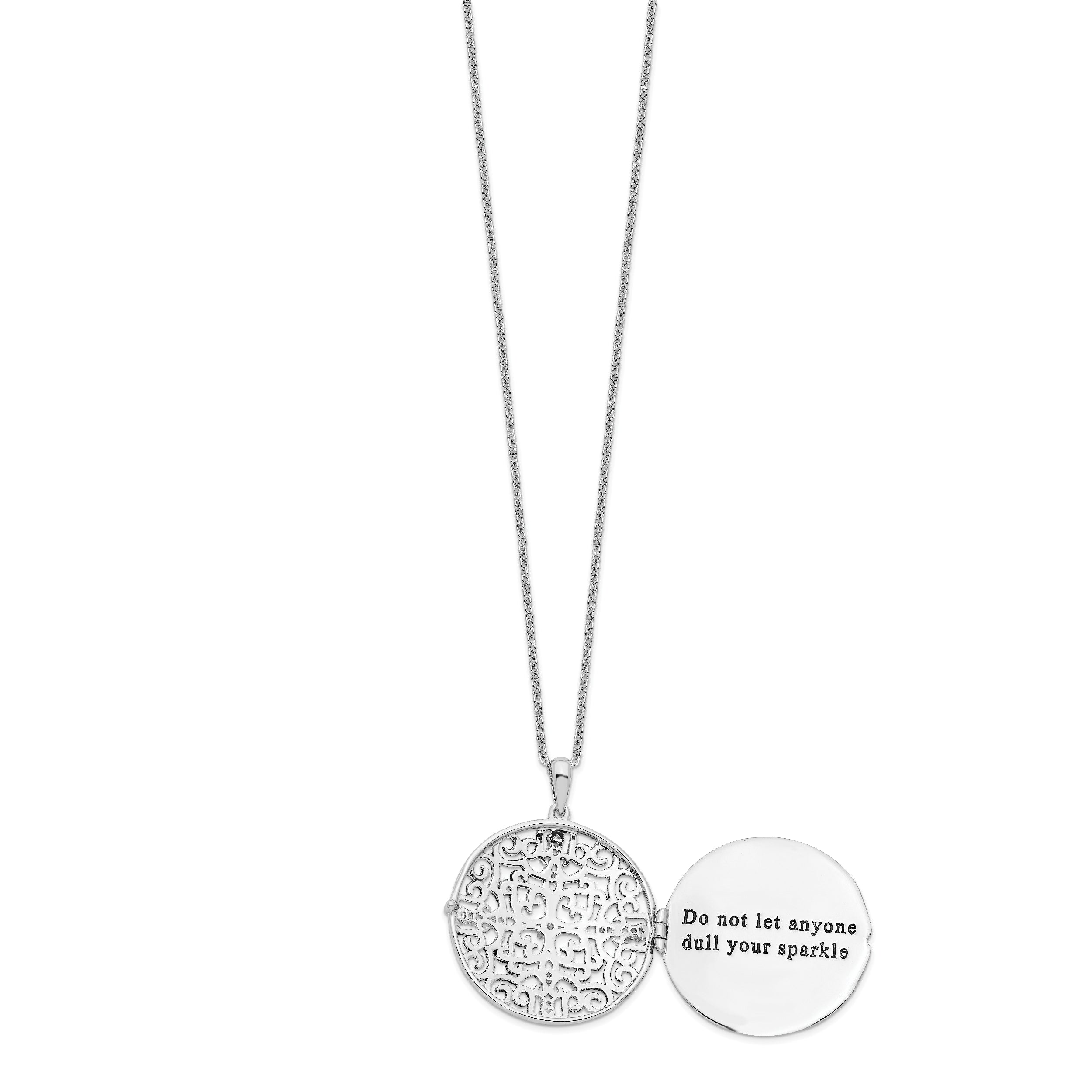 Sentimental Expressions Sterling Silver Rhodium-plated CZ Antiqued Do Not Let Anyone Dull 18in. Necklace