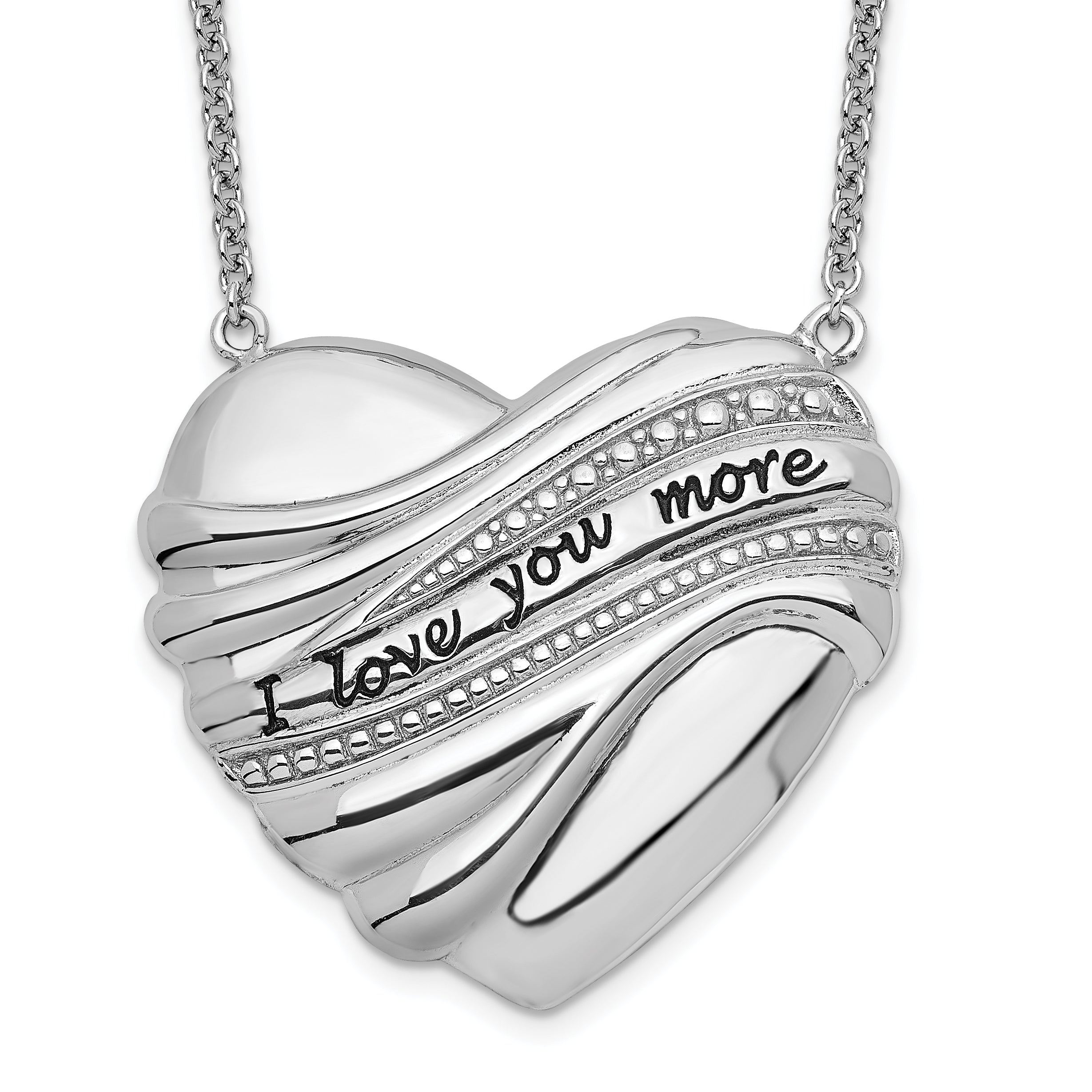 Sentimental Expressions Sterling Silver Rhodium-plated Antiqued I Love You More 18in. Necklace Main image