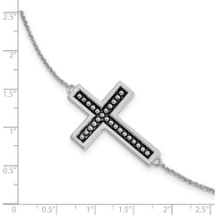 Sterling Silver Antiqued Carry Your Cross 7in. Bracelet w/ 1/2 in. ext