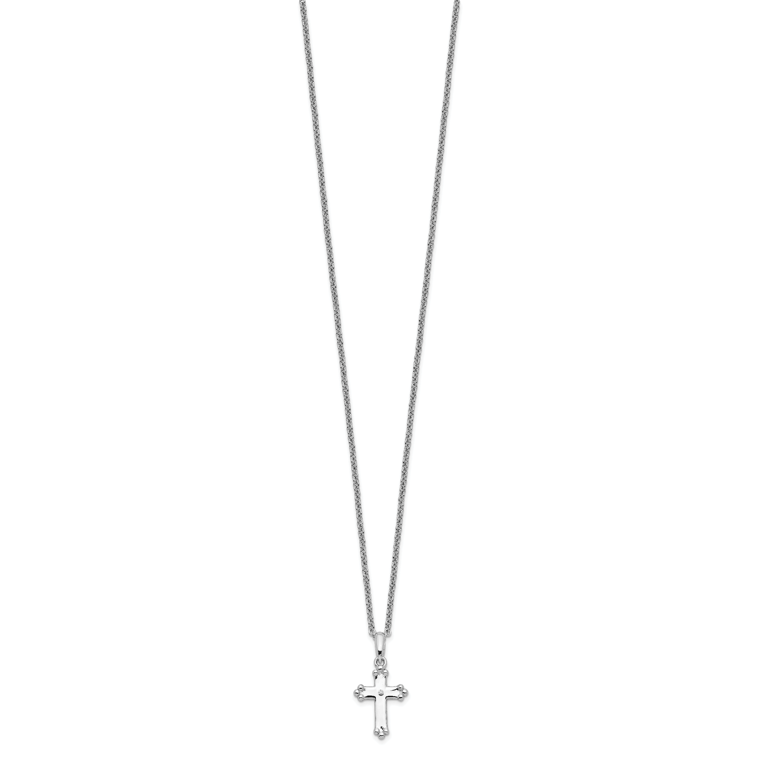 Sentimental Expressions Sterling Silver Rhodium-plated CZ Believe Big 14in. Necklace with 2in. ext Secondary image