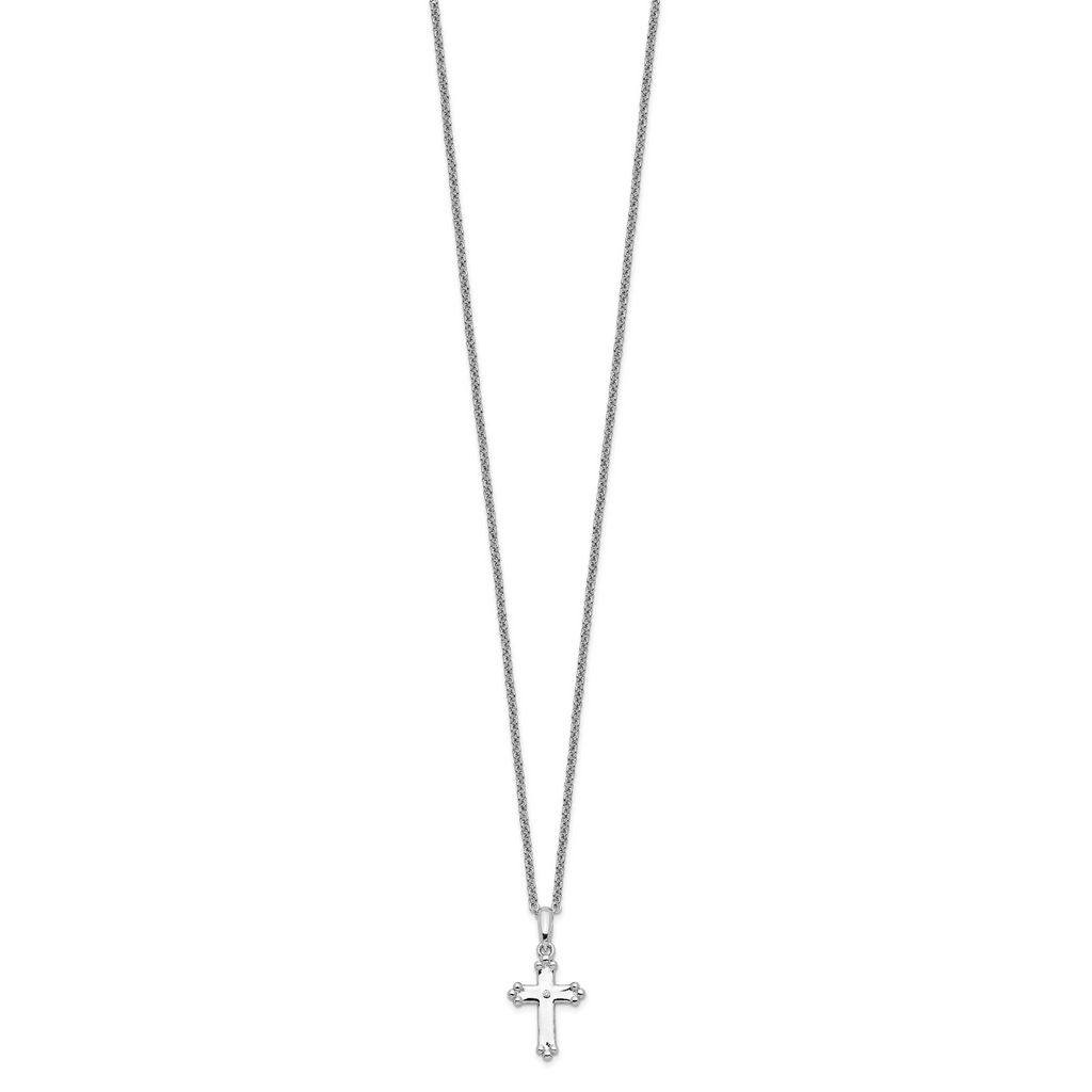Sentimental Expressions Sterling Silver Rhodium-plated CZ Believe Big 14in. Necklace with 2in. ext