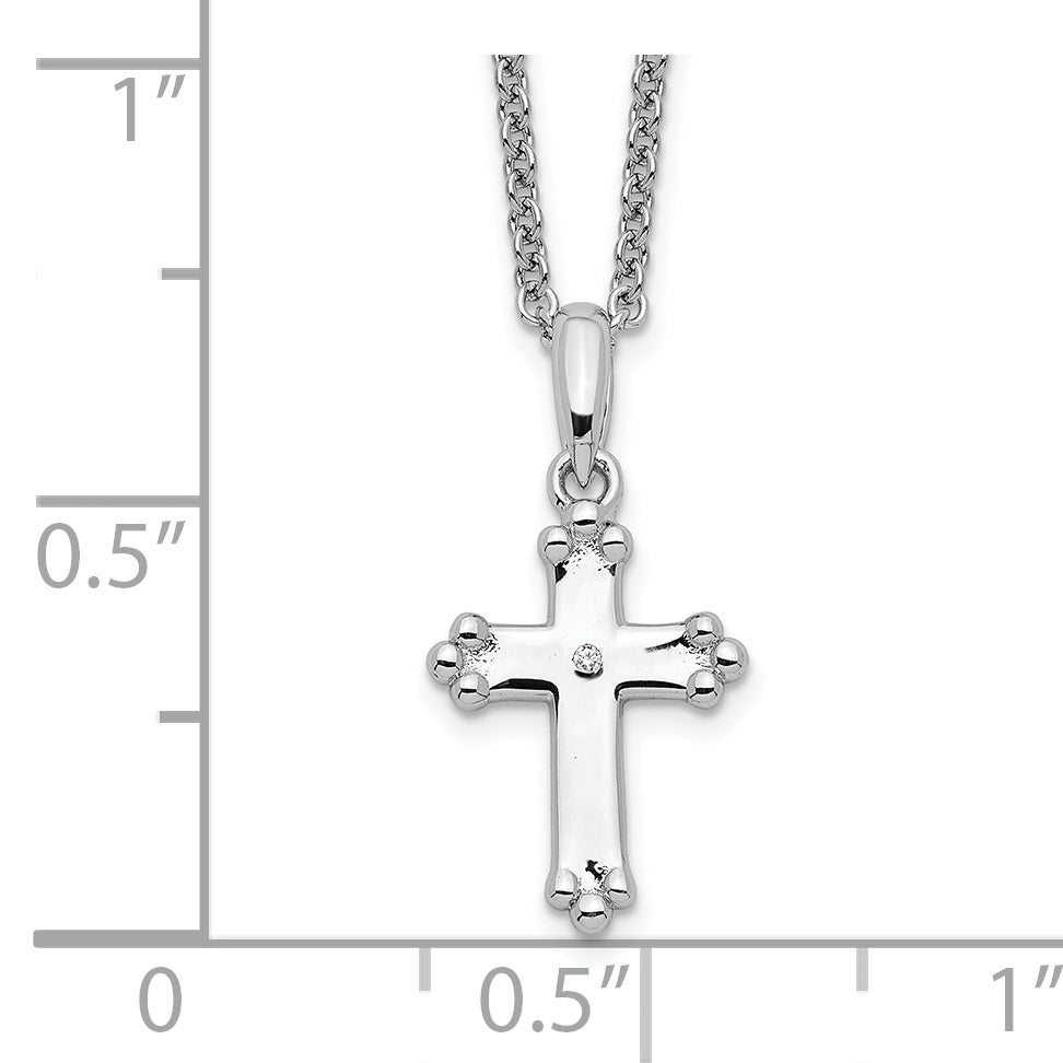 Sentimental Expressions Sterling Silver Rhodium-plated CZ Believe Big 14in. Necklace with 2in. ext