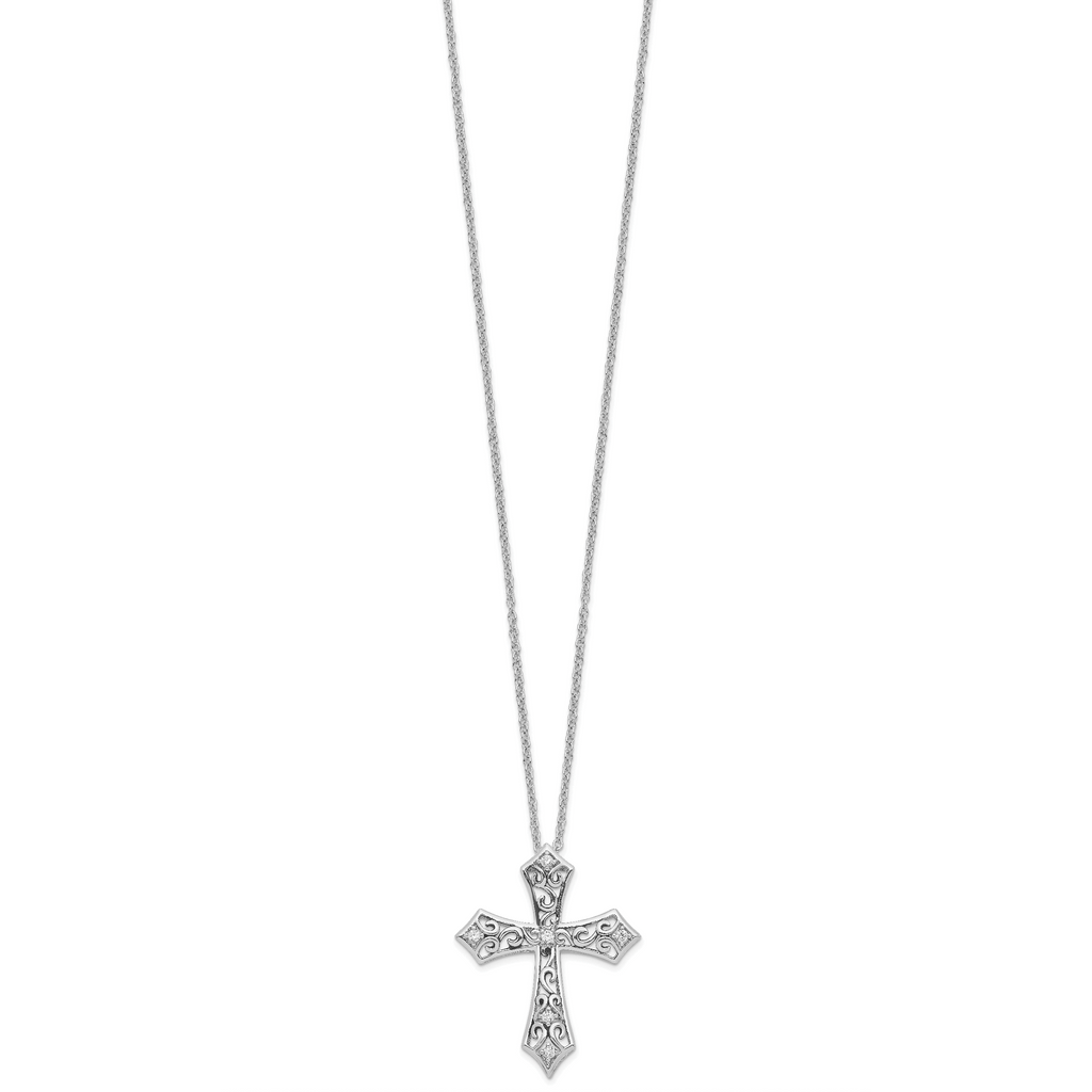 Sentimental Expressions Sterling Silver Rhodium-plated CZ I Still Believe 18in. Necklace