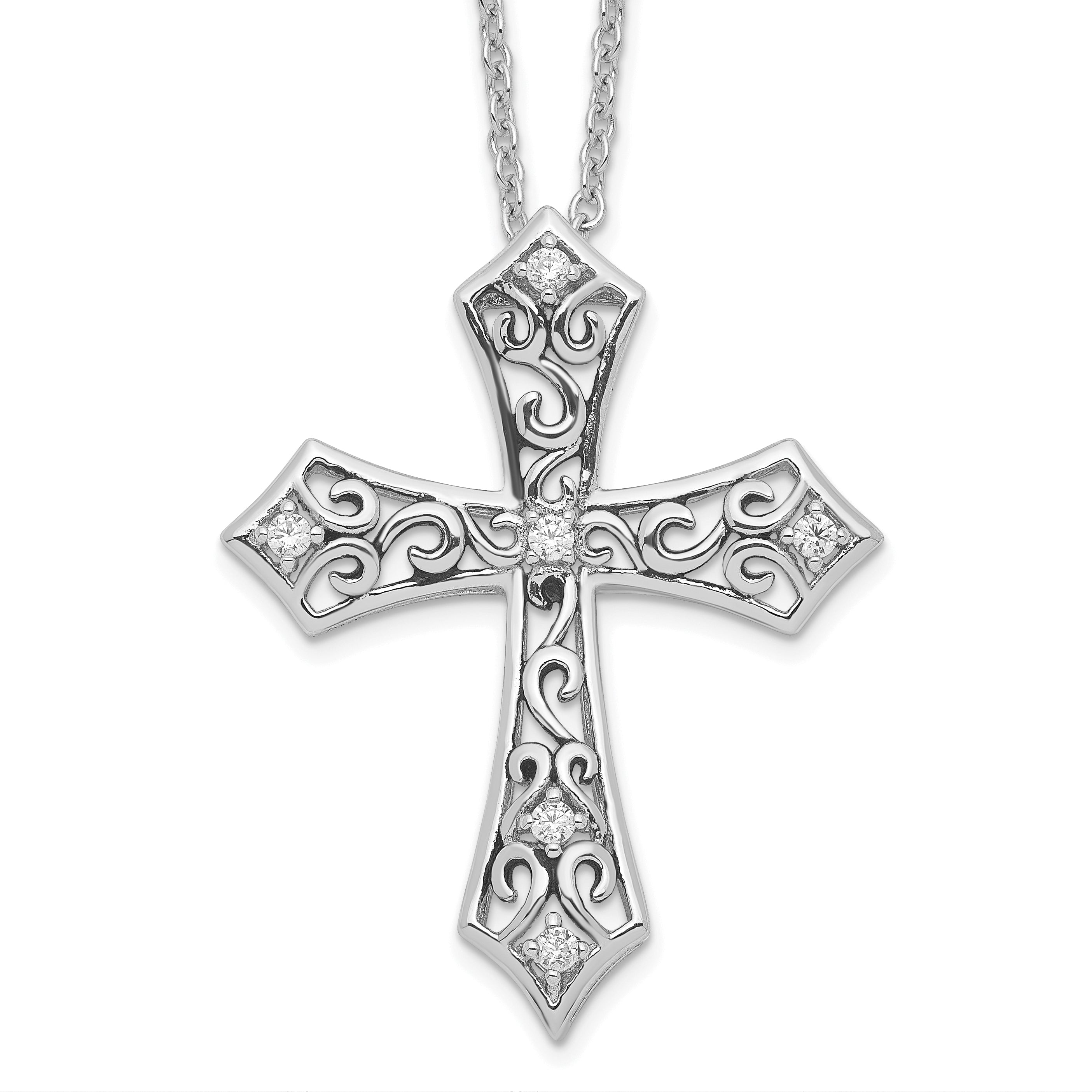 Sentimental Expressions Sterling Silver Rhodium-plated CZ I Still Believe 18in. Necklace Main image