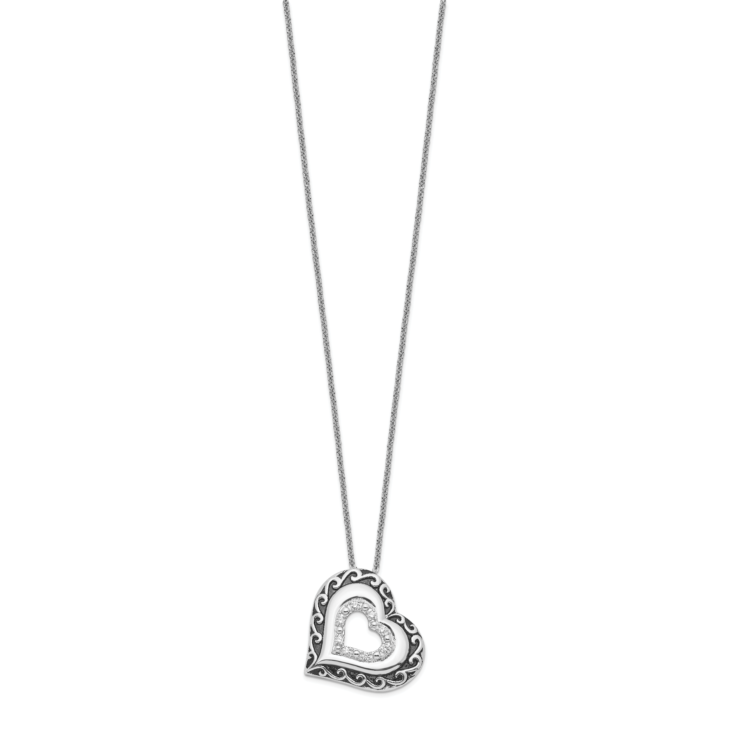 Sentimental Expressions Sterling Silver Rhodium-plated CZ Antiqued Mother Of the Bride 18in. Necklace Secondary image