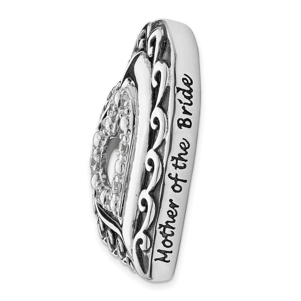 Sentimental Expressions Sterling Silver Rhodium-plated CZ Antiqued Mother Of the Bride 18in. Necklace