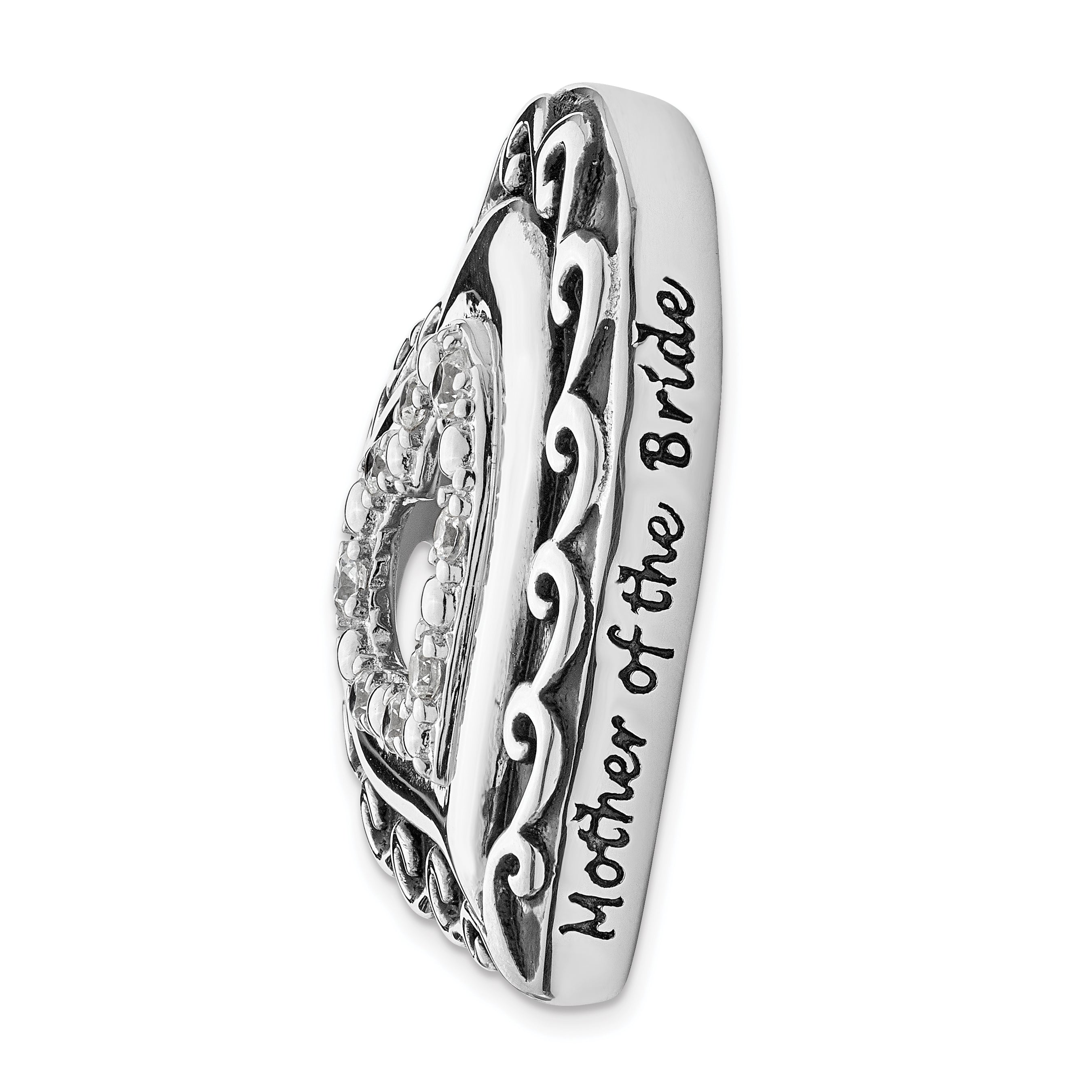 Sentimental Expressions Sterling Silver Rhodium-plated CZ Antiqued Mother Of the Bride 18in. Necklace