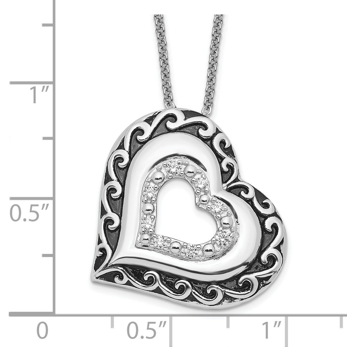 Sentimental Expressions Sterling Silver Rhodium-plated CZ Antiqued Mother Of the Bride 18in. Necklace
