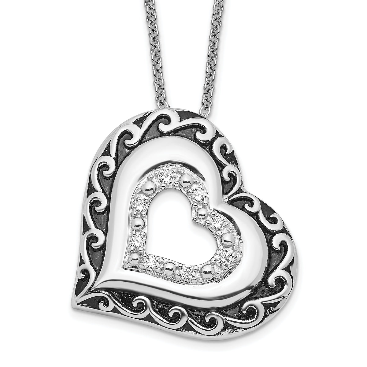 Sentimental Expressions Sterling Silver Rhodium-plated CZ Antiqued Mother Of the Bride 18in. Necklace