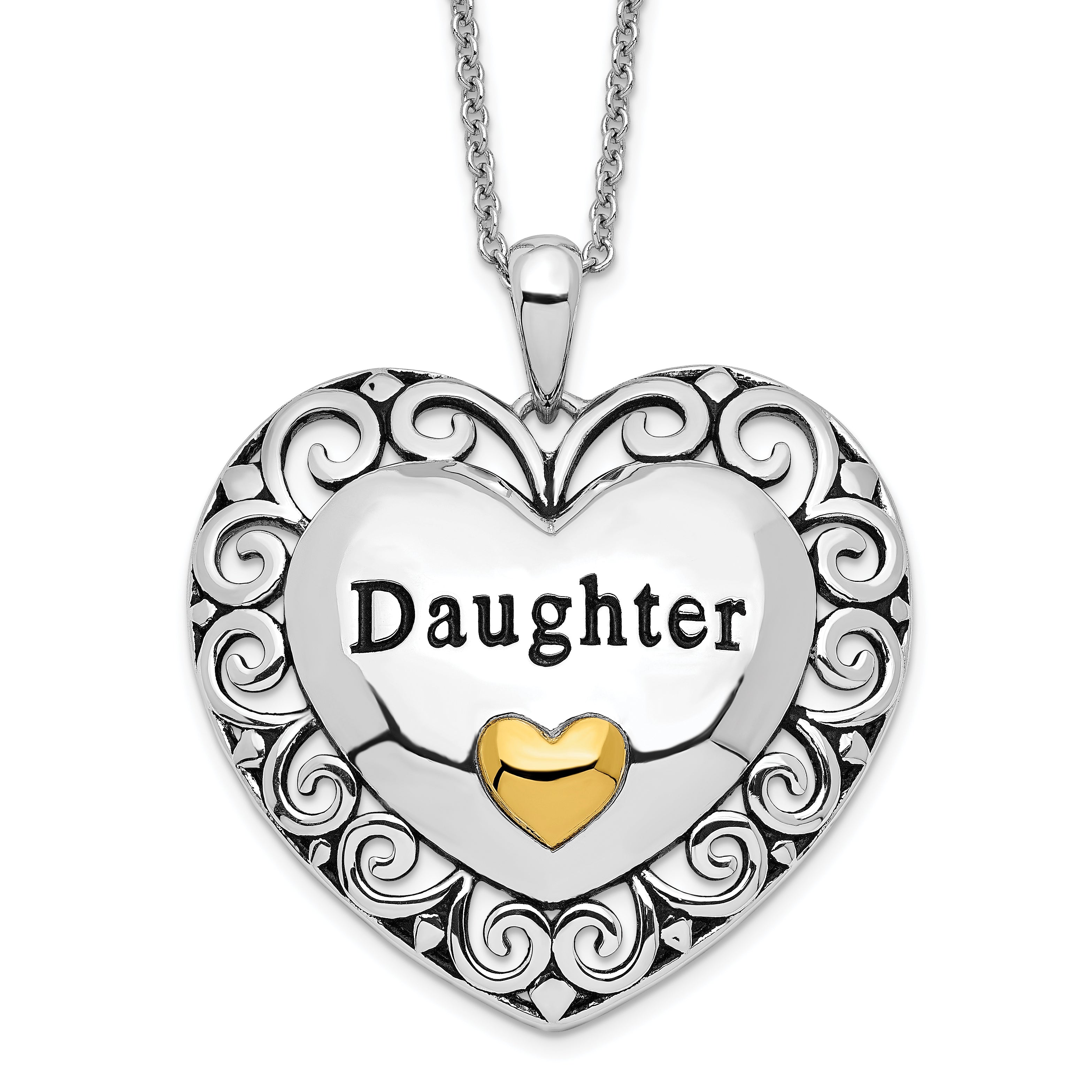 Sentimental Expressions Sterling Silver Gold-plated Antiqued Daughter 18in. Necklace Main image