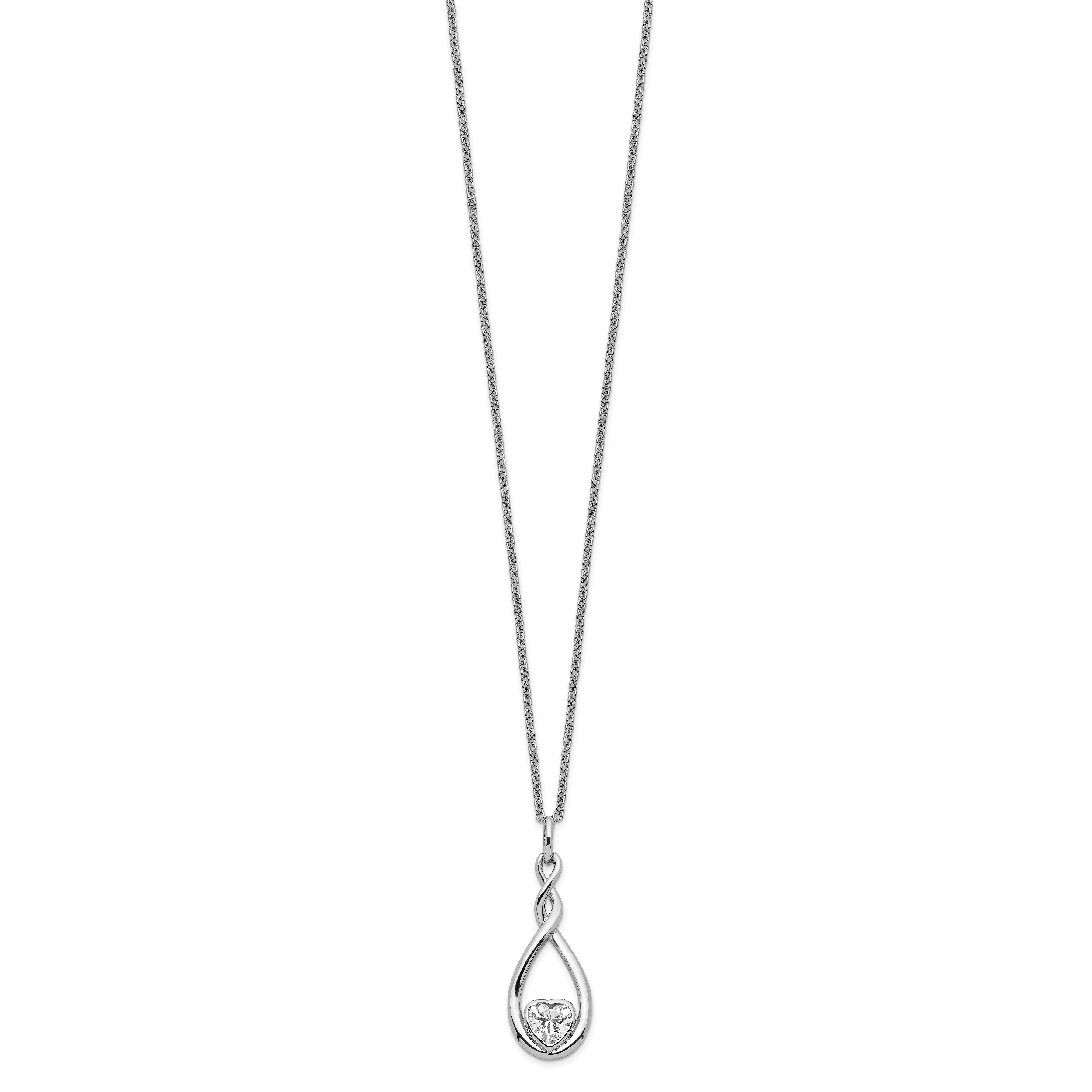Sentimental Expressions Sterling Silver Rhodium-plated CZ Love You Forever 18in. Necklace Secondary image