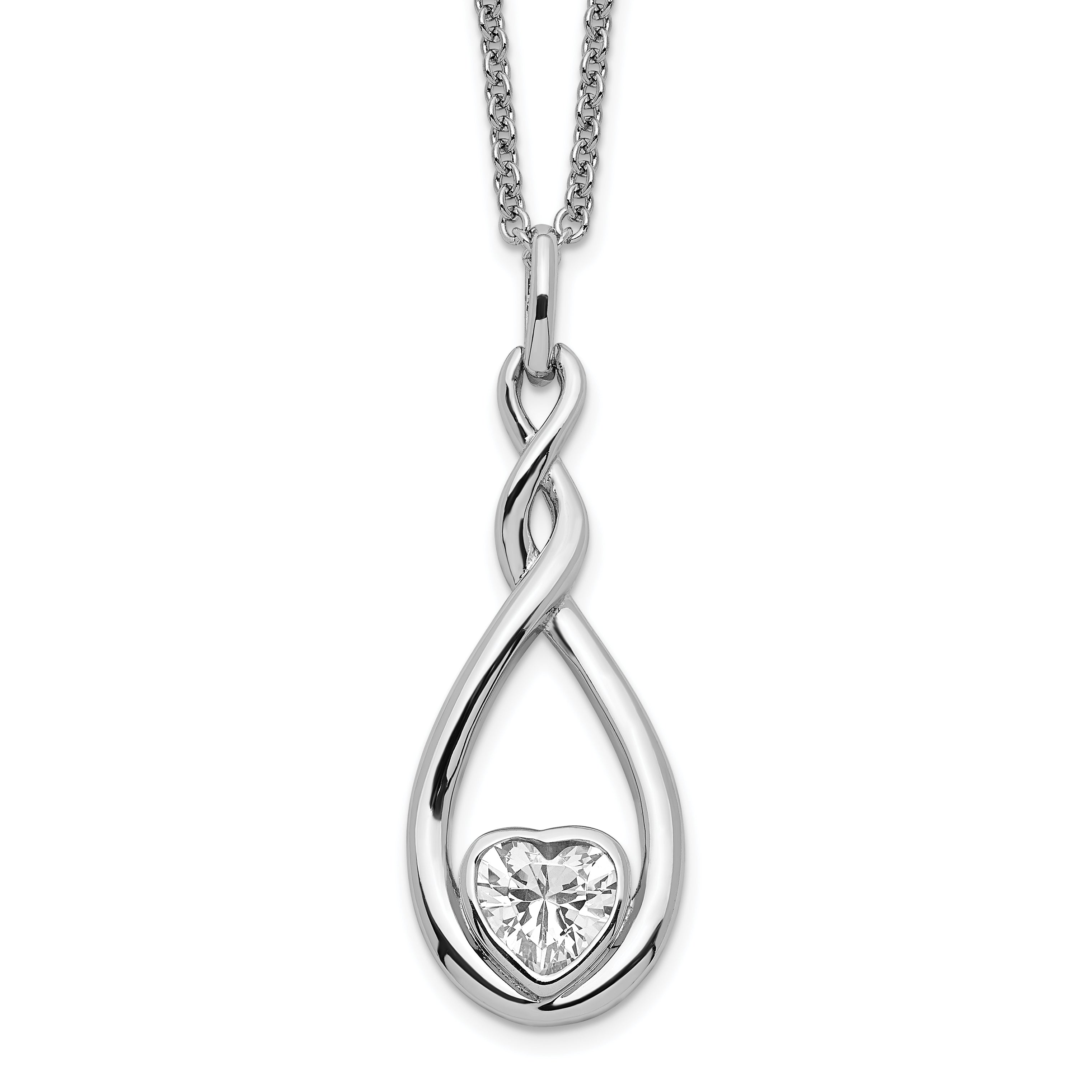 Sentimental Expressions Sterling Silver Rhodium-plated CZ Love You Forever 18in. Necklace Main image