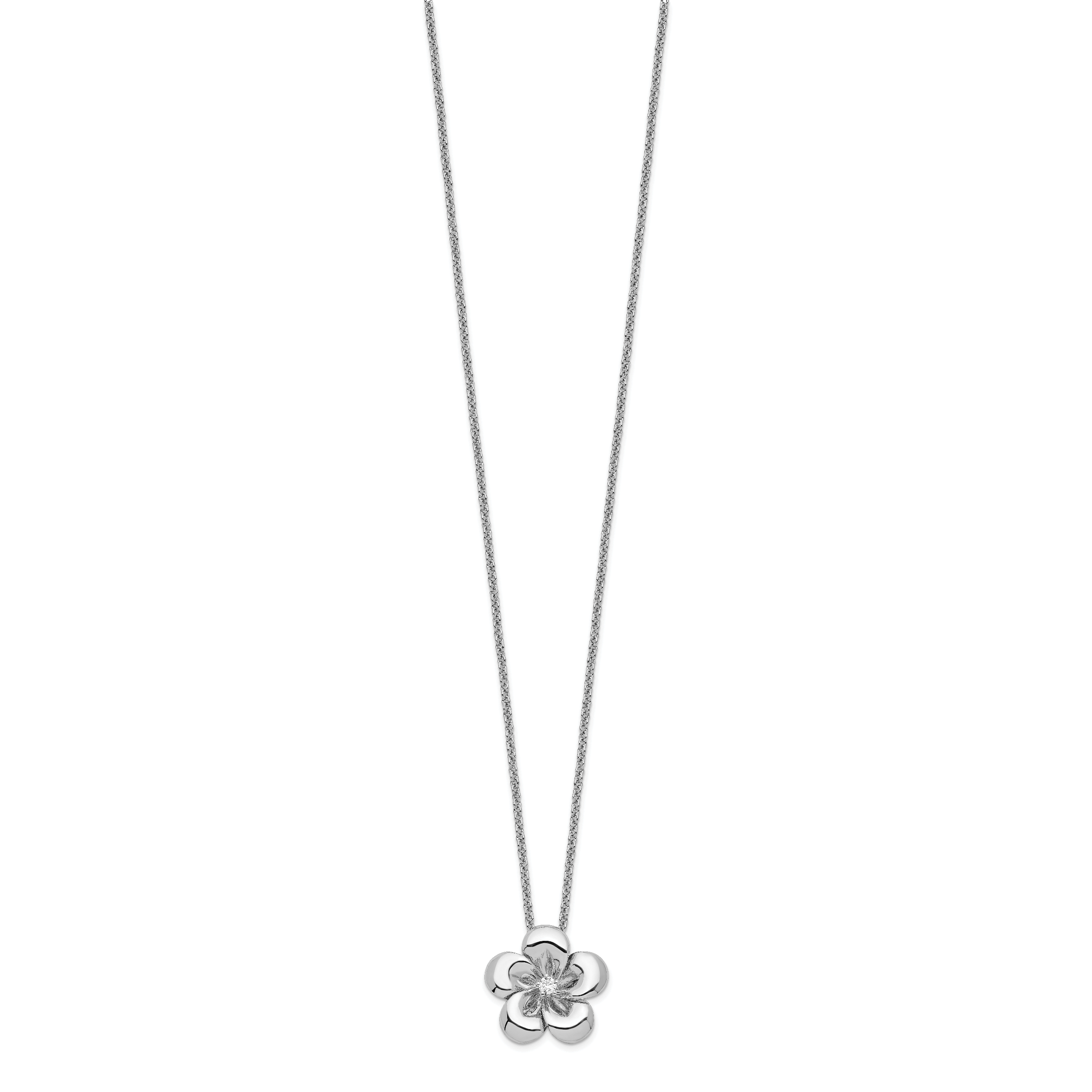 Sentimental Expressions Sterling Silver Rhodium-plated CZ Be A Blessing 14in. Necklace with 2in. ext