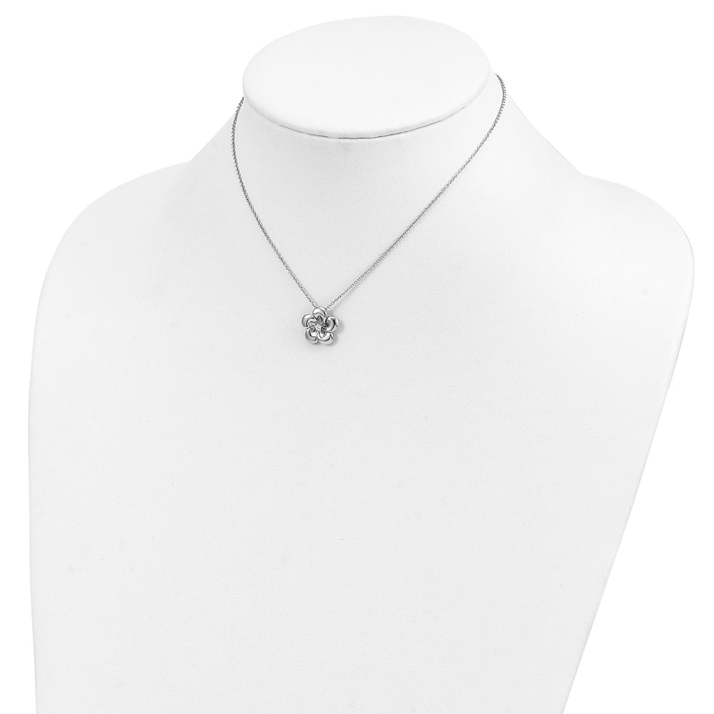 Sentimental Expressions Sterling Silver Rhodium-plated CZ Be A Blessing 14in. Necklace with 2in. ext