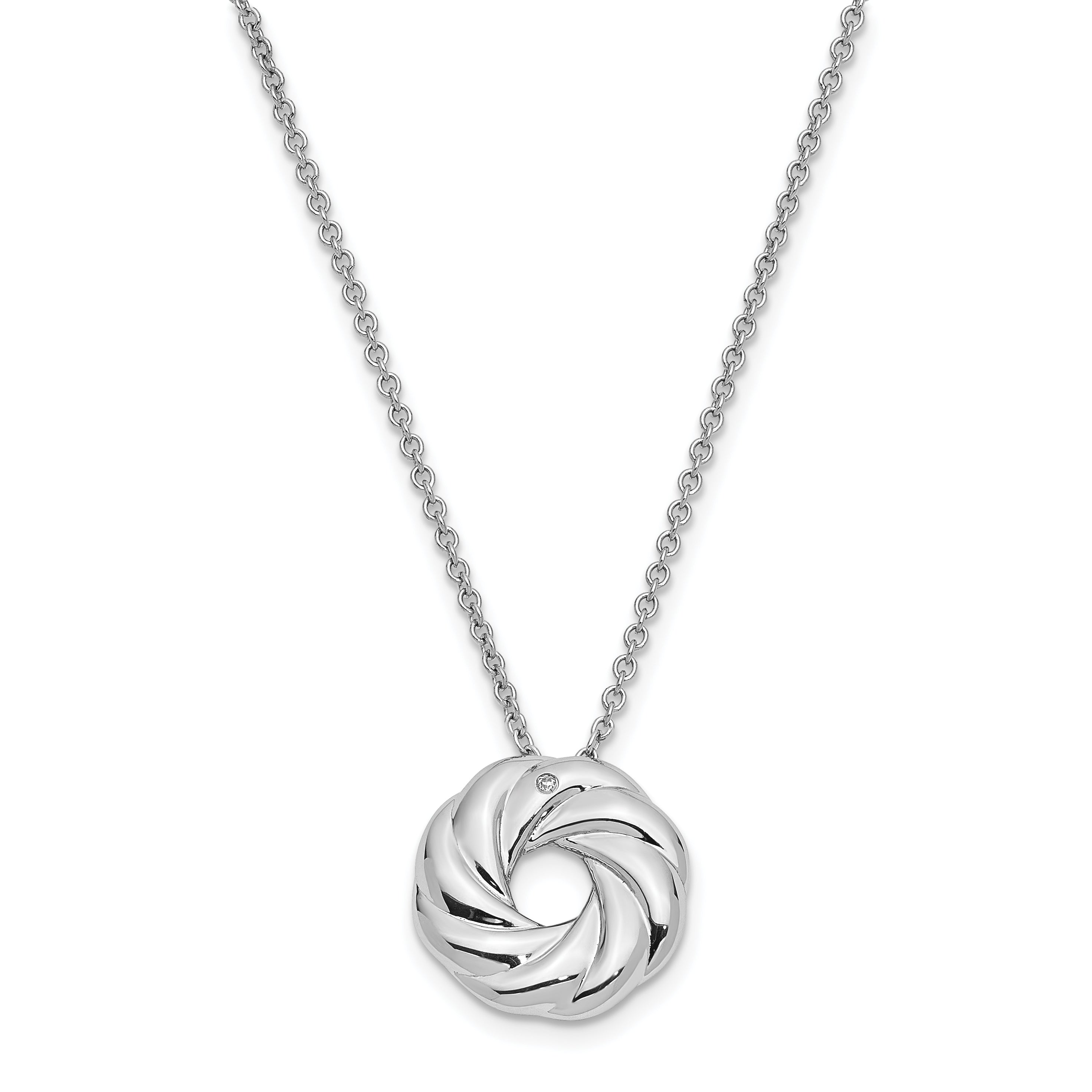 Sentimental Expressions Sterling Silver Rhodium-plated CZ Sparkle and Shine 14in. Necklace with 2in. ext Main image