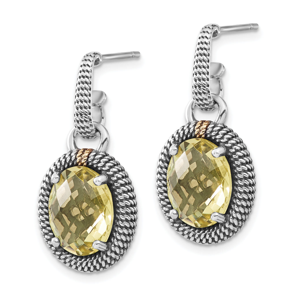 Sterling Silver 14K Accented Lemon Quartz Dangle Earrings for Women