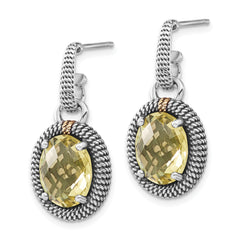 Sterling Silver 14K Accented Lemon Quartz Dangle Earrings for Women