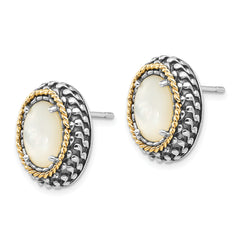 Shey Couture Sterling Silver 14K Gold Accent Mother of Pearl Earrings