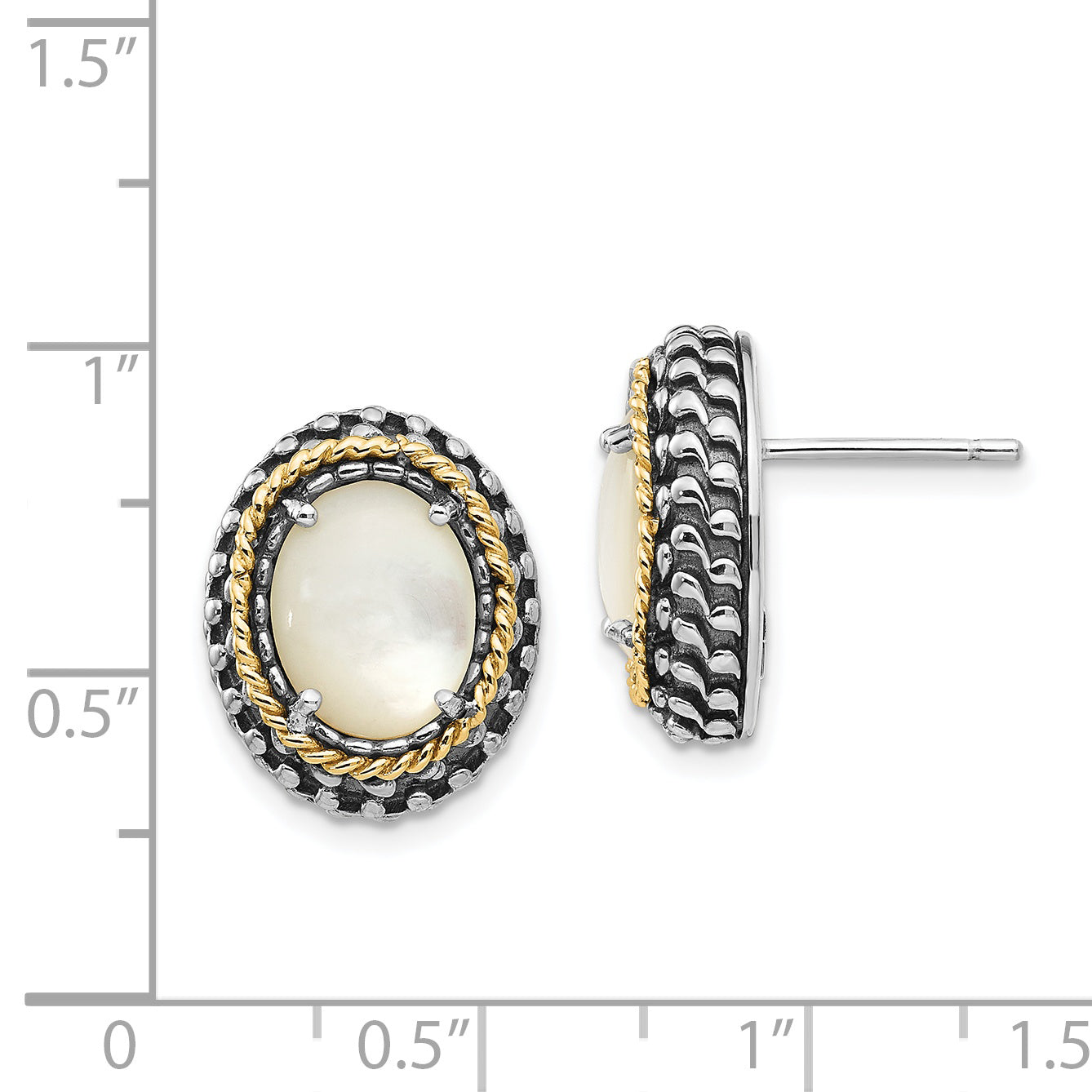 Shey Couture Sterling Silver 14K Gold Accent Mother of Pearl Earrings