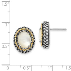 Shey Couture Sterling Silver 14K Gold Accent Mother of Pearl Earrings
