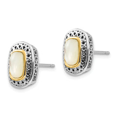 Shey Couture Sterling Silver 14K Gold Antique Mother of Pearl Earrings