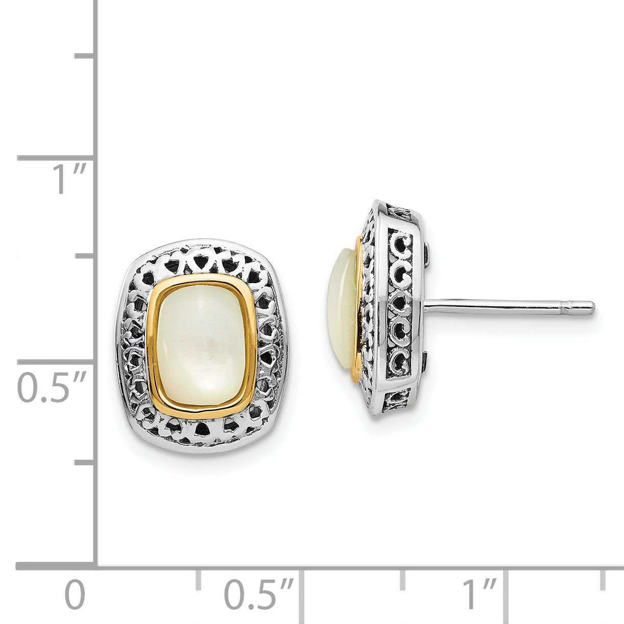 Shey Couture Sterling Silver 14K Gold Antique Mother of Pearl Earrings