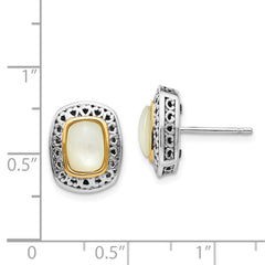 Shey Couture Sterling Silver 14K Gold Antique Mother of Pearl Earrings