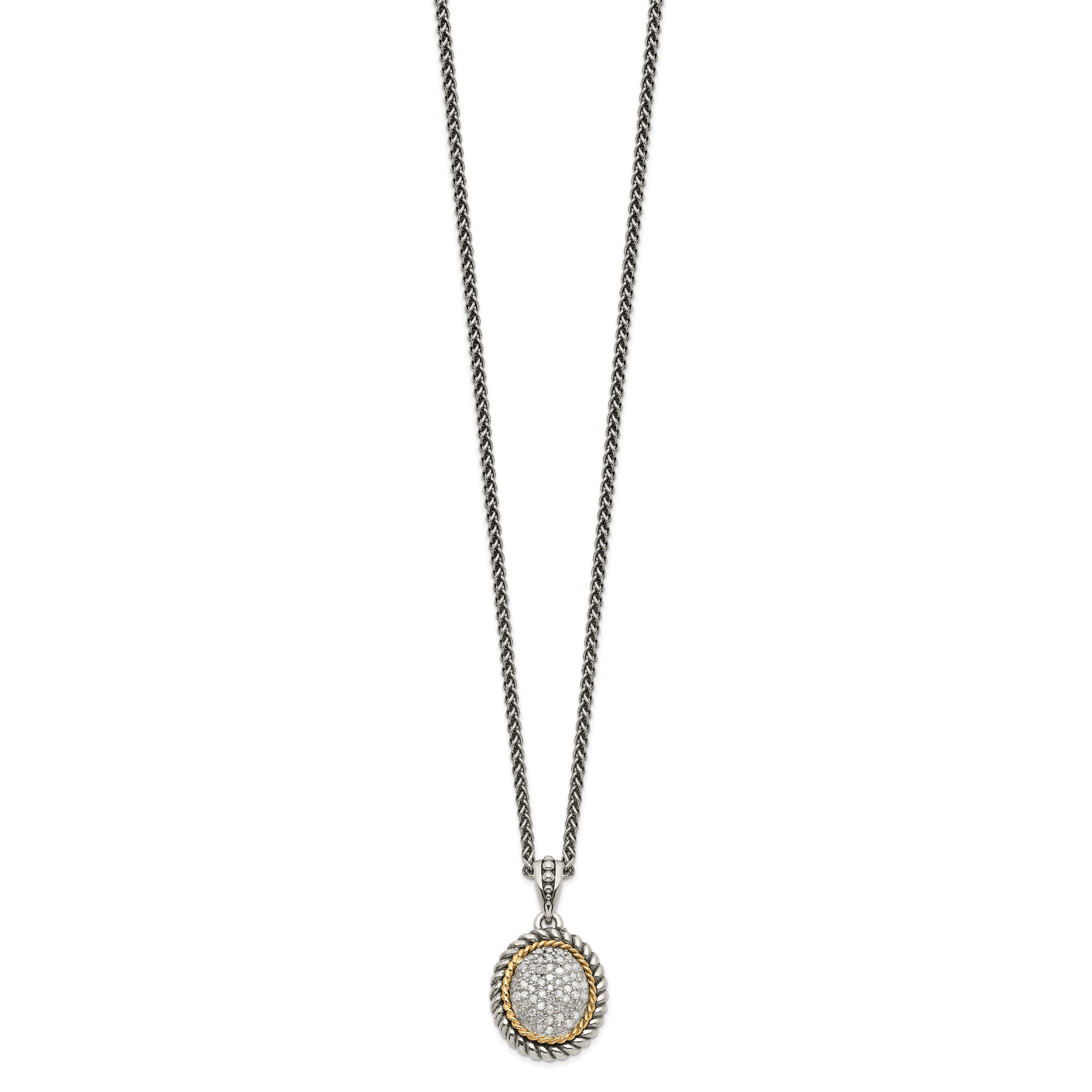 Shey Couture Sterling Silver with 14K Accent 18 Inch Antiqued Diamond Necklace