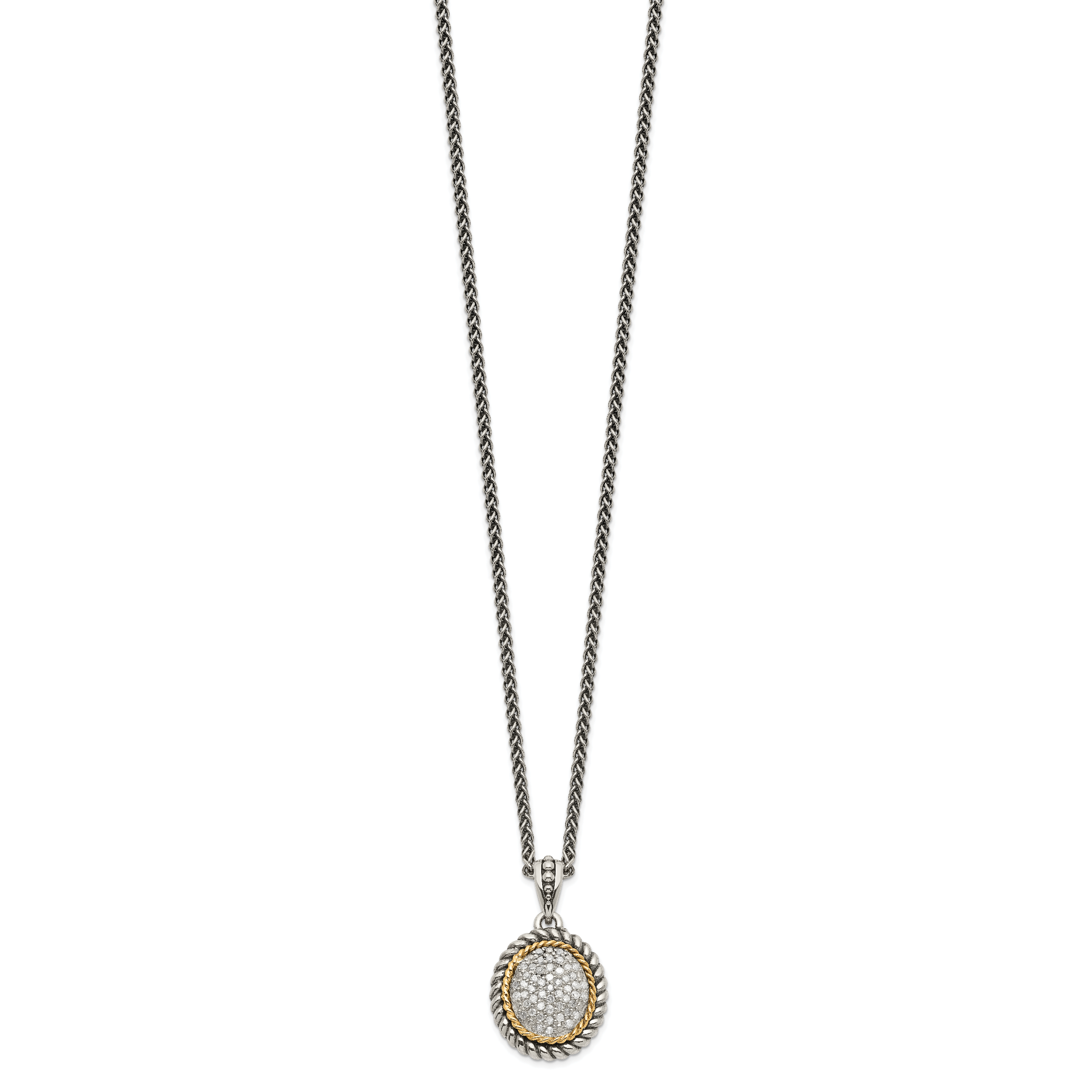 Shey Couture Sterling Silver with 14K Accent 18 Inch Antiqued Diamond Necklace Secondary image