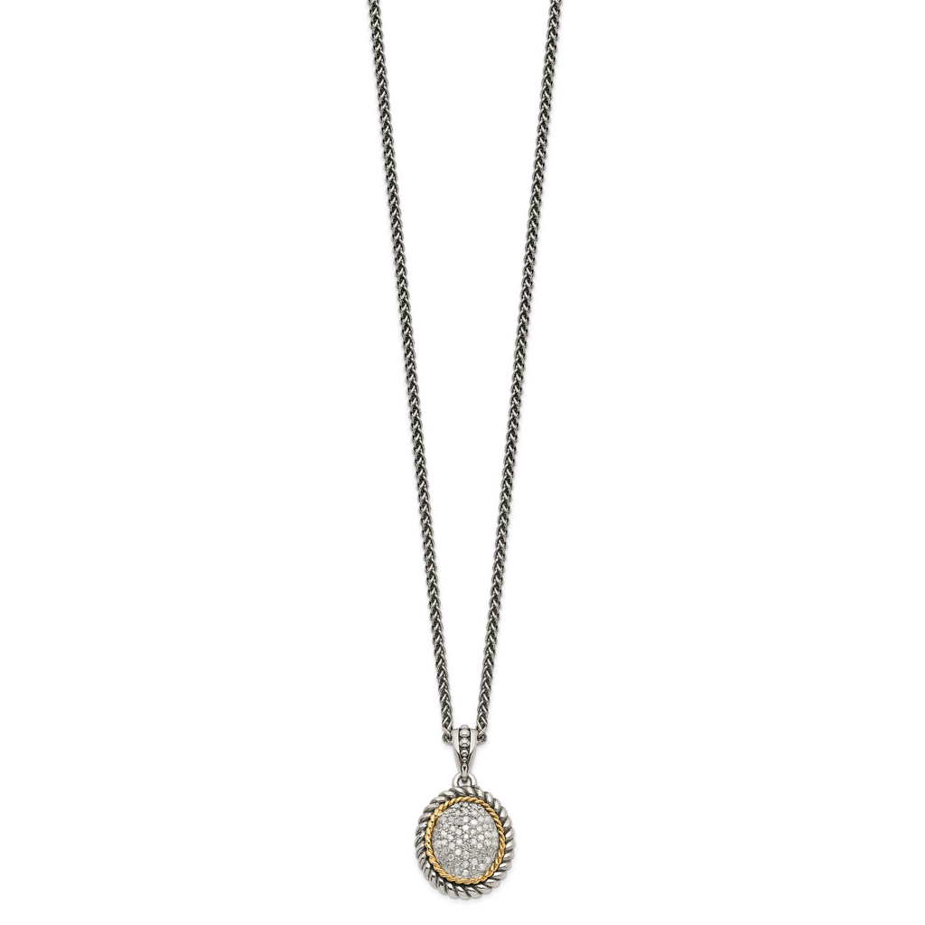 Shey Couture Sterling Silver with 14K Accent 18 Inch Antiqued Diamond Necklace