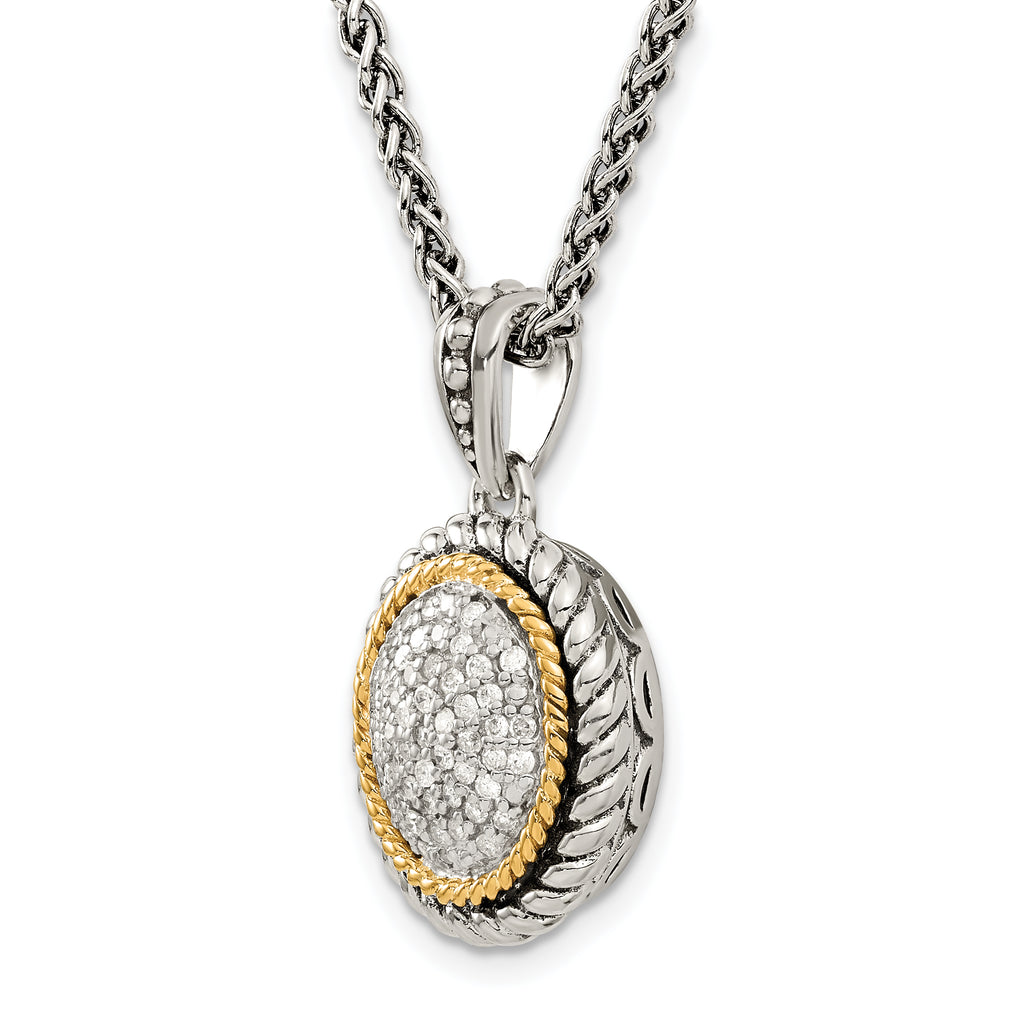 Shey Couture Sterling Silver with 14K Accent 18 Inch Antiqued Diamond Necklace