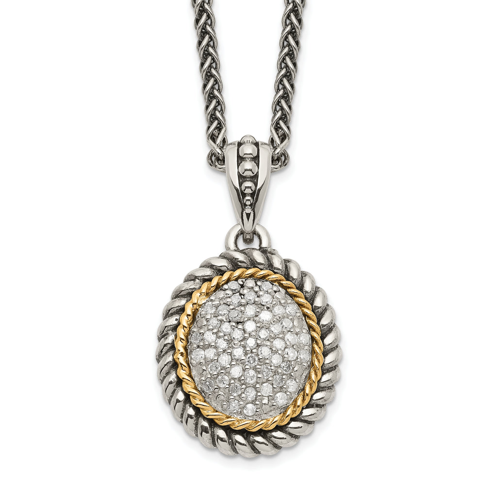 Shey Couture Sterling Silver with 14K Accent 18 Inch Antiqued Diamond Necklace