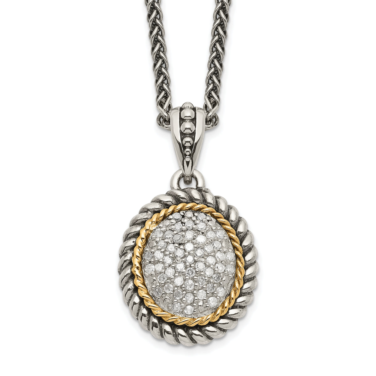 Shey Couture Sterling Silver with 14K Accent 18 Inch Antiqued Diamond Necklace