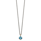 Shey Couture Sterling Silver with 14K Accent 18 Inch Antiqued Cushion Blue Topaz Necklace