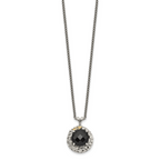Shey Couture Sterling Silver with 14K Accent 18 Inch Antiqued Checkerboard-cut Black Onyx Necklace