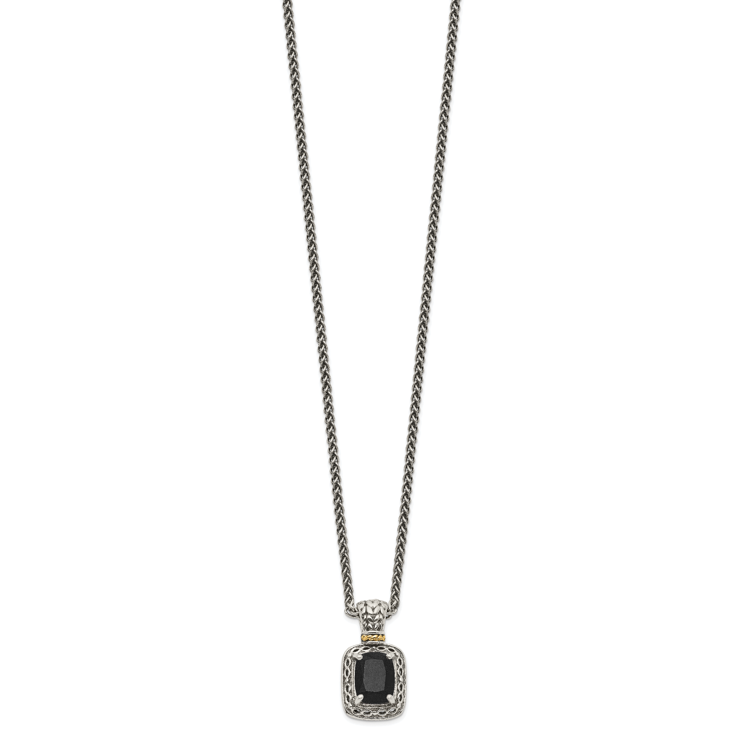 Shey Couture Sterling Silver with 14K Accent 18 inch Antiqued Black Onyx Necklace Secondary image