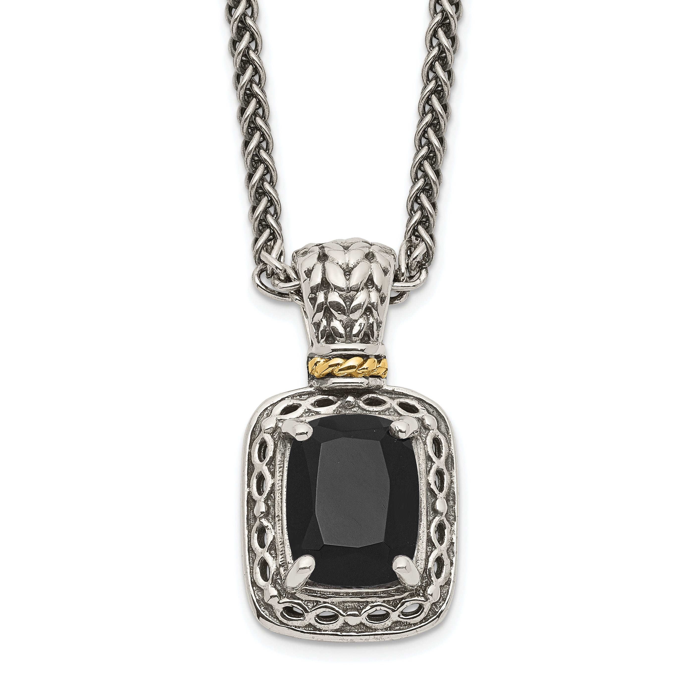 Shey Couture Sterling Silver with 14K Accent 18 inch Antiqued Black Onyx Necklace Main image