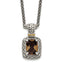 Shey Couture Sterling Silver with 14K Accent 18 Inch Antiqued Cushion Checkerboard Smoky Quartz Necklace