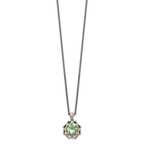 Shey Couture Sterling Silver with 14K Accent 18 Inch Antiqued Round Green Quartz and Diamond Necklace
