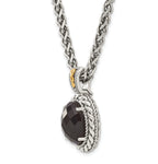 Shey Couture Sterling Silver with 14K Accent 18 Inch Antiqued Checkerboard-cut Black Onyx Necklace