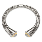 Sterling Silver 14K Gold Diamond Cuff Bracelet with Vintage Elegance